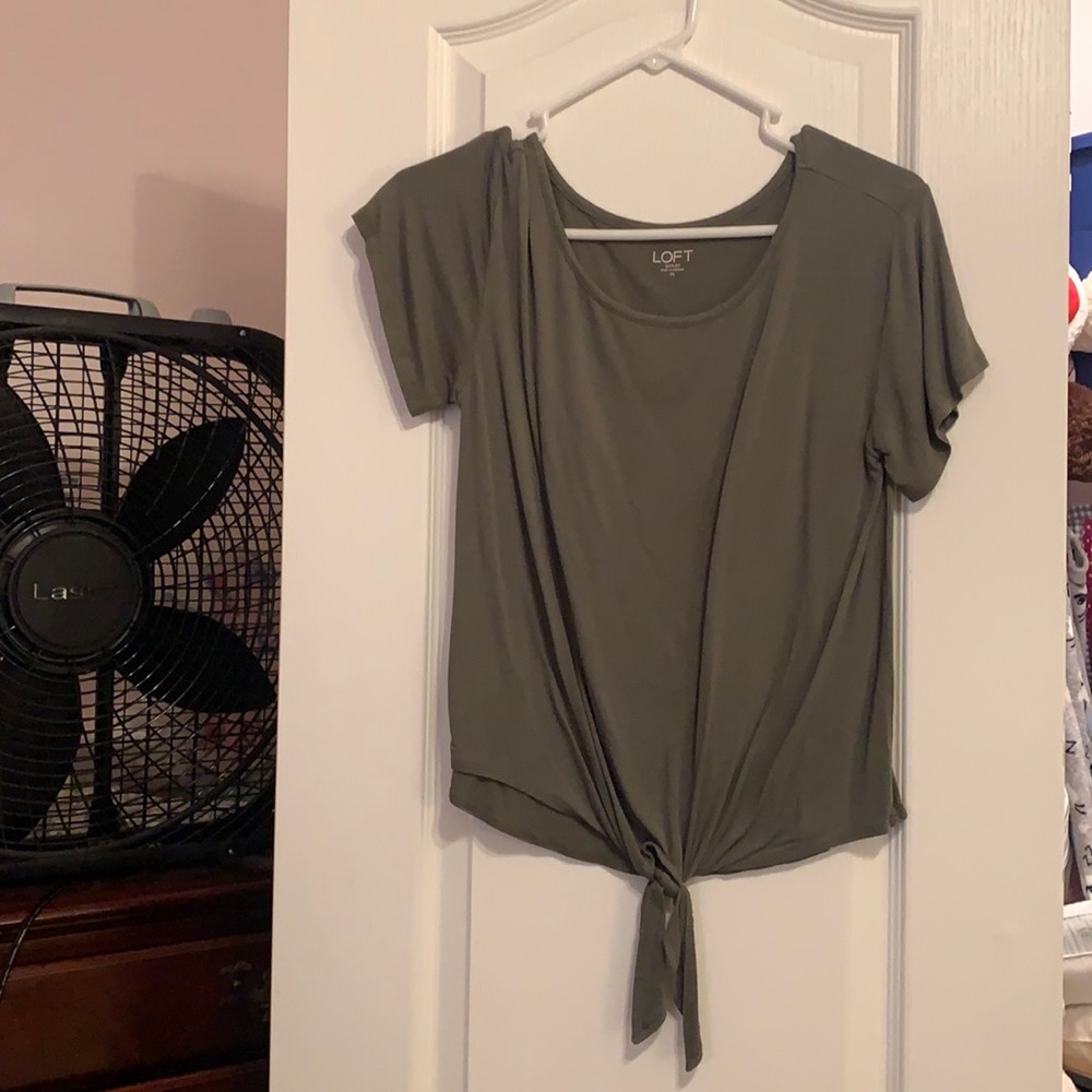 Loft Short Sleeve Tie Front Top